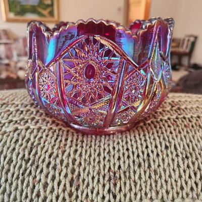 Red Carnival Glass Candy Dish