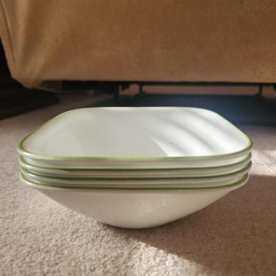 White and Green Square Bowls