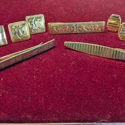 Vintage Tie Clasp & Matching Cuff Links #14