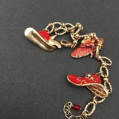 Avon vintage red hat, society, charm bracelet