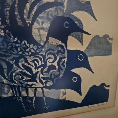 'Seagulls' by Alec Cowan Pencil Signed Wood Block Print (LR-JS)