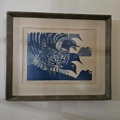 'Seagulls' by Alec Cowan Pencil Signed Wood Block Print (LR-JS)