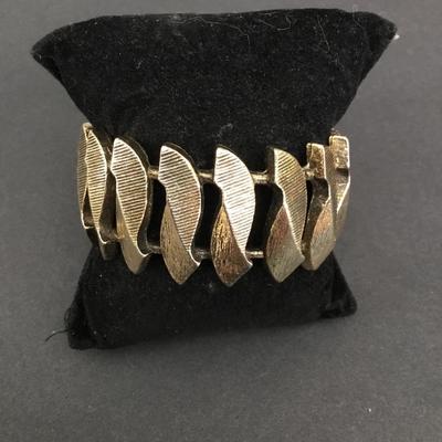 Gold, toned, hinged, clamper bangle bracelet