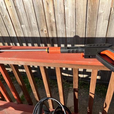 Sale Photo Thumbnail #169: Generates up to 2150 PSI water pressure and 1.6 GPM water flow, suitable for cleaning cars, lawn furniture, and outdoor toys. 
Features an adjustable spray pressure nozzle for different applications. 
Equipped with a Total Stop System (TSS) that automatic