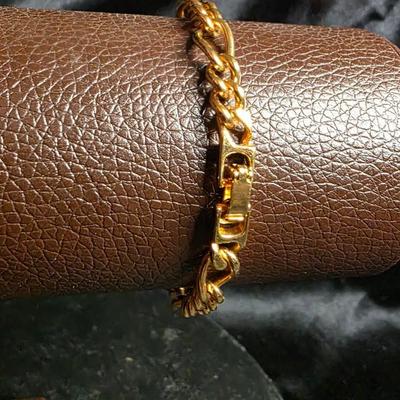 Vintage Gold-Tone Rope Chain Bracelet – Bold Cuban-Style Links with Polished Luster