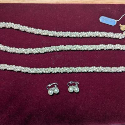 Vintage Marvella Faux Pearl Necklaces Graduated Classic Ivory Necklaces Approx 30" Long