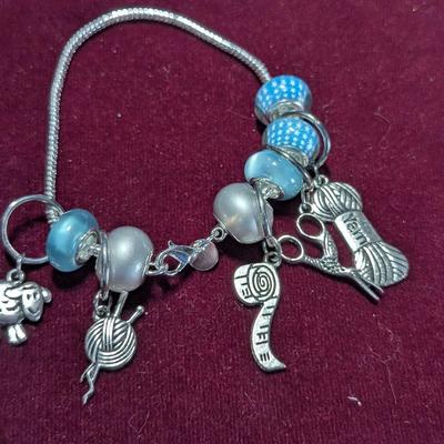 Sterling Bracelet With Knitting Charms #6