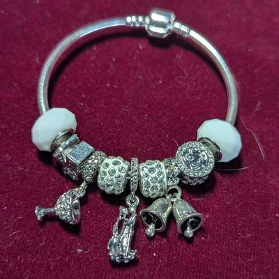 .925 Sterling Bracelet With Charms #8