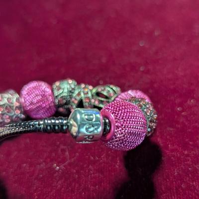 Pandora .925 Sterling Black & Pink Bracelet #10