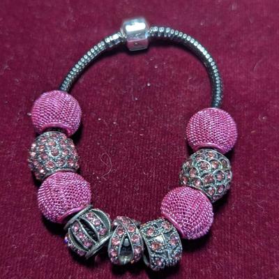 Pandora .925 Sterling Black & Pink Bracelet #10