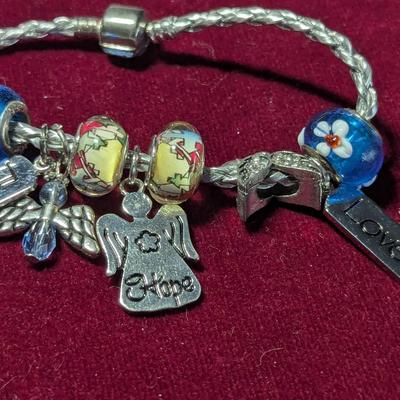 Hand Crafted Faith Bracelet & .925 Pandora Purple & Silver Bracelet #13