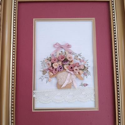 LOT 7: Small Chest of Drawers with Basket, Framed Art, Pottery Vase & More