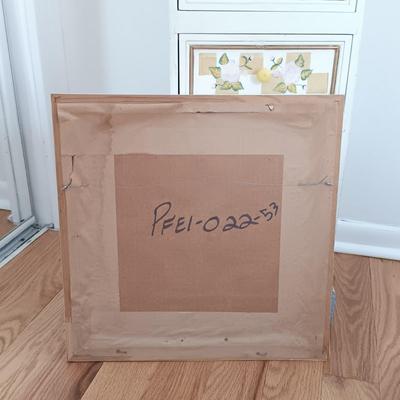 LOT 7: Small Chest of Drawers with Basket, Framed Art, Pottery Vase & More