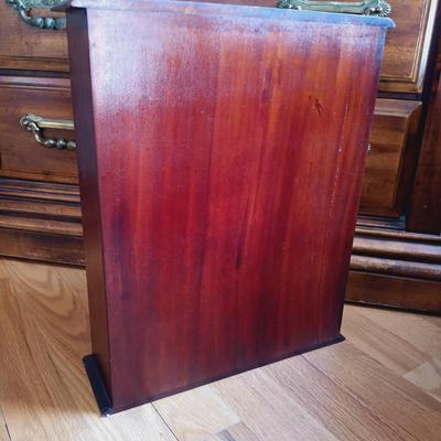 LOT 24: Solid Wood Apothecary Cabinet with Hand Painted Jewelry Chest & Basket