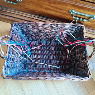 LOT 24: Solid Wood Apothecary Cabinet with Hand Painted Jewelry Chest & Basket