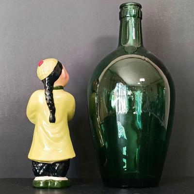 LOT 26: Handmade Bamboo Trays, Wingen Solingen Collectible Turkey Knives, Ceramic Studio Figurine & More