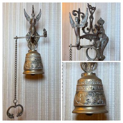 LOT 42: Vintage Brass Monastery Bell w/Latin Inscription