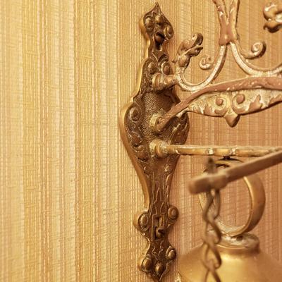 LOT 42: Vintage Brass Monastery Bell w/Latin Inscription