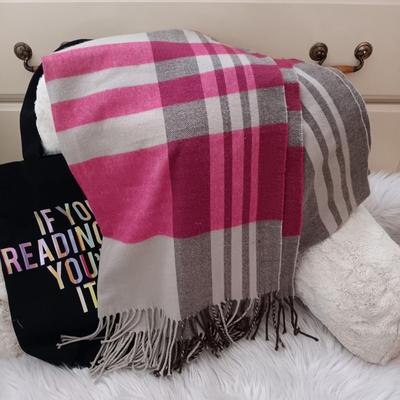 LOT 52: Faux Fur Rug, Back Rest & Stool along with Books