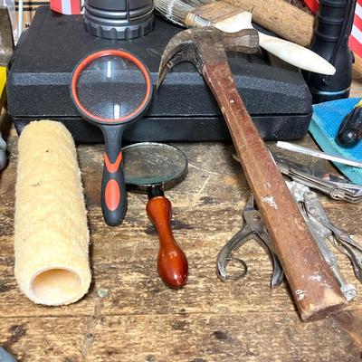 LOT 59: Garage Cleanout - Tools, Lights, Household, Hardware, Air Pump and More