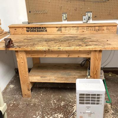 LOT 61: Tradesman Wooden Workbench with Ace Bench Vise