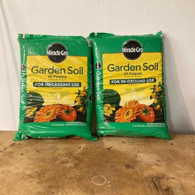 LOT 63: Garden Collection - Miracle Grow Garden Soil, Potting Mix, Tools, Gloves, Bench and More