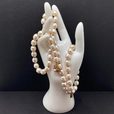 LOT 74: Vintage Jewelry Collection - Miriam Haskell Necklace, Brooch Pin, Stretch Bracelets and More