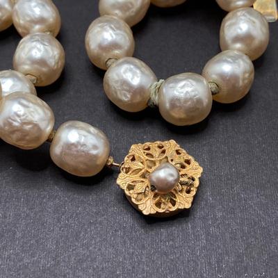 LOT 74: Vintage Jewelry Collection - Miriam Haskell Necklace, Brooch Pin, Stretch Bracelets and More
