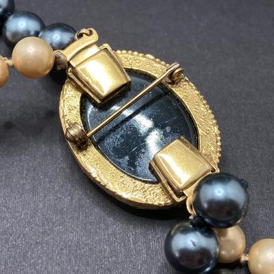 LOT 75: Collection of Vintage Jewelry - Cameo Brooch / Necklace, Bracelets and Earrings