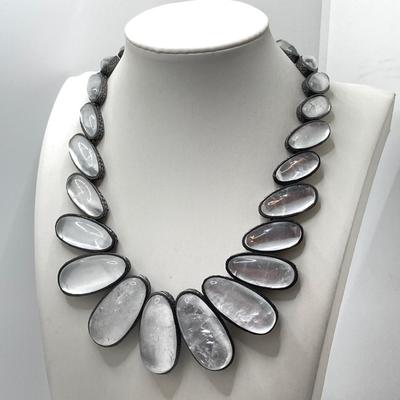 LOT 76: Gorgeous Vintage Jewelry - Necklaces (Kiam Family), Mother of Pearl Bangle Bracelet / Pin and Ring