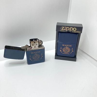 LOT 77: Free Mason Zippo Lighters and Five Military / Utility Folding Pocket Knives