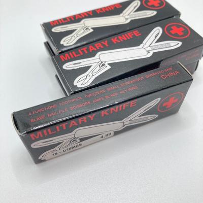 LOT 77: Free Mason Zippo Lighters and Five Military / Utility Folding Pocket Knives