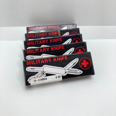 LOT 77: Free Mason Zippo Lighters and Five Military / Utility Folding Pocket Knives