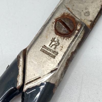 LOT 78: Vintage Sewing / Crafting Collection - Buttons, Scissors, Pins with Stained Glass Mirror and Trinket Holder