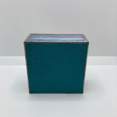 LOT 78: Vintage Sewing / Crafting Collection - Buttons, Scissors, Pins with Stained Glass Mirror and Trinket Holder