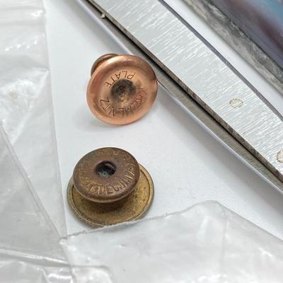 LOT 78: Vintage Sewing / Crafting Collection - Buttons, Scissors, Pins with Stained Glass Mirror and Trinket Holder