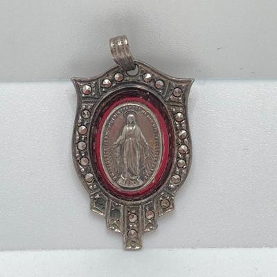 LOT 79: Vintage Religious Collection - Sterling Pendant / Metal, Made in Italy Rosary Beads, Medals and More