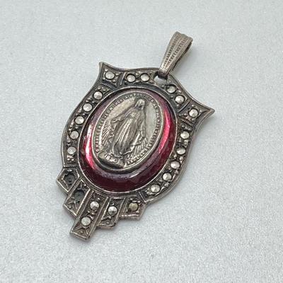 LOT 79: Vintage Religious Collection - Sterling Pendant / Metal, Made in Italy Rosary Beads, Medals and More