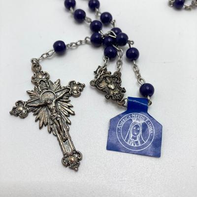 LOT 79: Vintage Religious Collection - Sterling Pendant / Metal, Made in Italy Rosary Beads, Medals and More