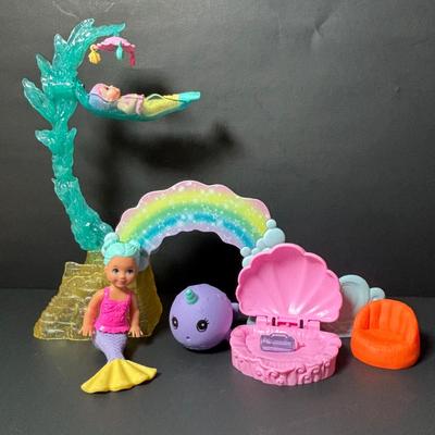 LOT 111: Barbie & Pet Boutique Playset along with Barbie Dream Topia Mermaid, Mertoddler, Merbaby Playset