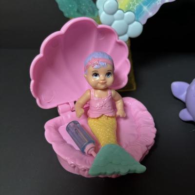 LOT 111: Barbie & Pet Boutique Playset along with Barbie Dream Topia Mermaid, Mertoddler, Merbaby Playset
