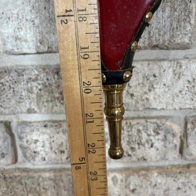 LOT 120: Fireplace Accessories: Brass Kindling Bucket, Bellows, Wrought Iron Natural Bristle Broom & More