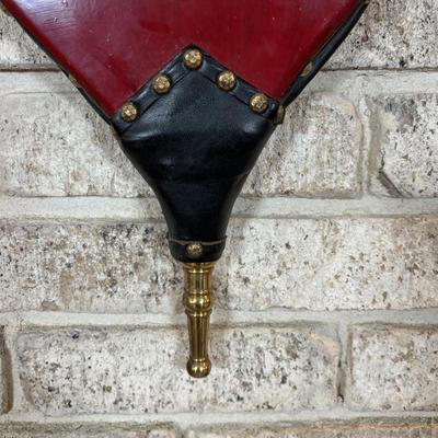 LOT 120: Fireplace Accessories: Brass Kindling Bucket, Bellows, Wrought Iron Natural Bristle Broom & More