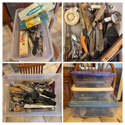 LOT 125: Kitchen Collection of Flatware, Gadgets, Serving Ware, and More