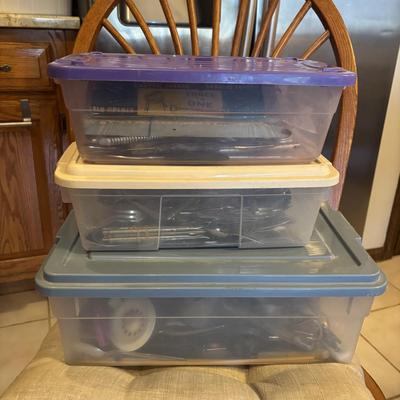 LOT 125: Kitchen Collection of Flatware, Gadgets, Serving Ware, and More