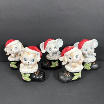 LOT 127: Holiday Figurines Collection: 1984 Cabbage Patch, Precious Moments, Santa Stocking Holders, Enesco & More