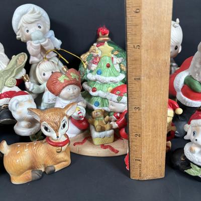 LOT 127: Holiday Figurines Collection: 1984 Cabbage Patch, Precious Moments, Santa Stocking Holders, Enesco & More