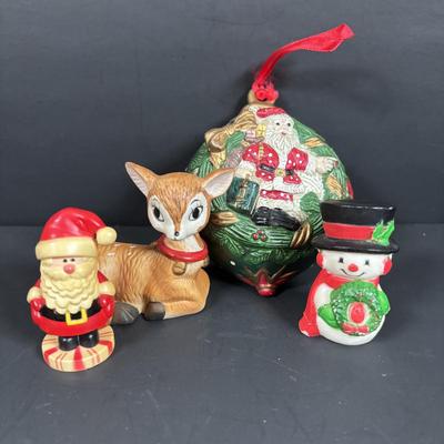LOT 127: Holiday Figurines Collection: 1984 Cabbage Patch, Precious Moments, Santa Stocking Holders, Enesco & More