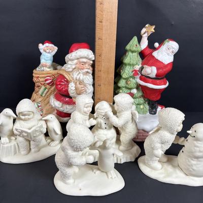 LOT 129: Santa Music Boxes & Dept. 56 Snowbabies
