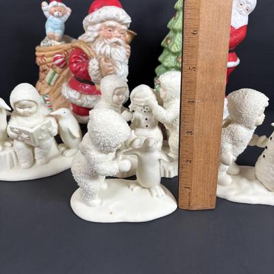 LOT 129: Santa Music Boxes & Dept. 56 Snowbabies